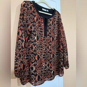 Susan Graver Blouse - Woven Front and Sleeves, Knit Back.